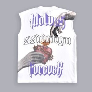 Darc Sport NUESTRO CORAZON Premium Muscle Tee Cream Sleeveless Men Size Small‎